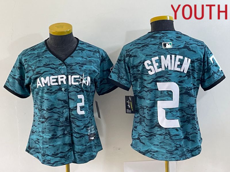 Youth Texas Rangers #2 Semien American League Nike Green 2023 MLB All Star Jersey->women mlb jersey->Women Jersey